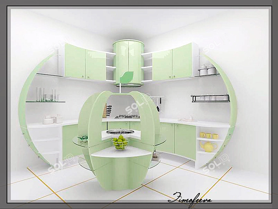 Sleek Apple Kitchen Set 3D model image 1