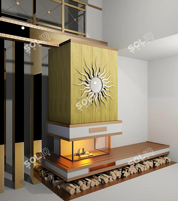 Mirror-Fireplace: 3D Max9, V-Ray 3D model image 1