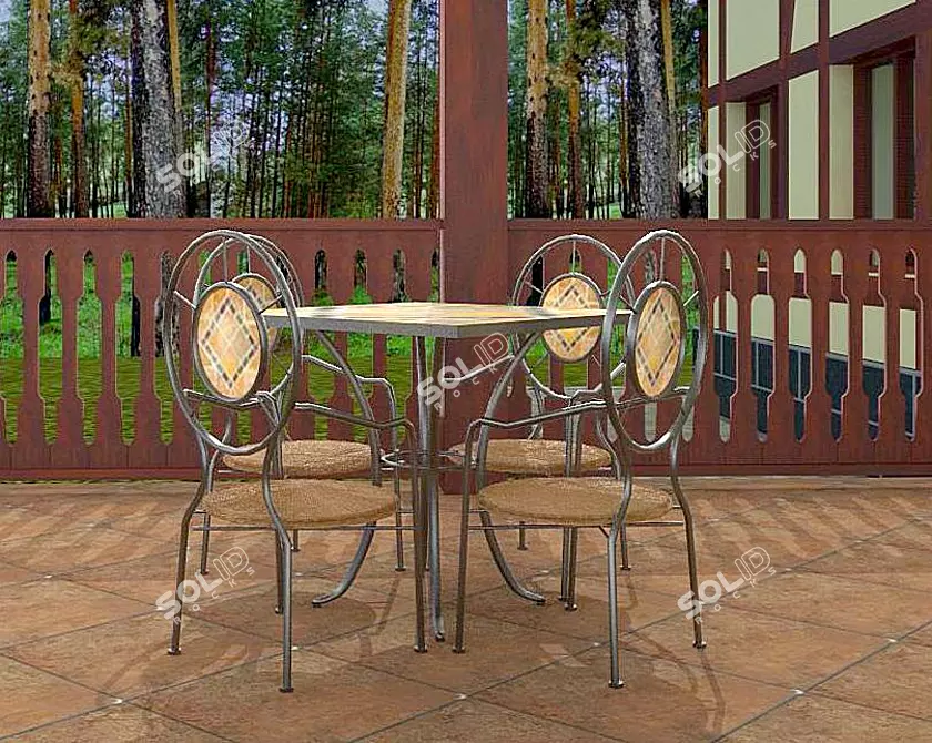Cafe-Ready Wrought Iron Furniture 3D model image 1