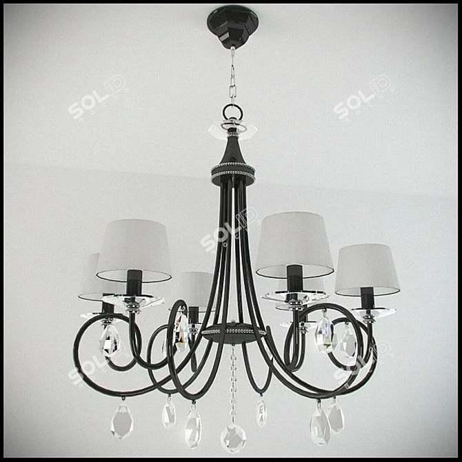 Sparkling Black and Silver Crystal Chandelier 3D model image 1