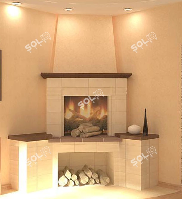 Elegant Corner Fireplace 3D model image 1