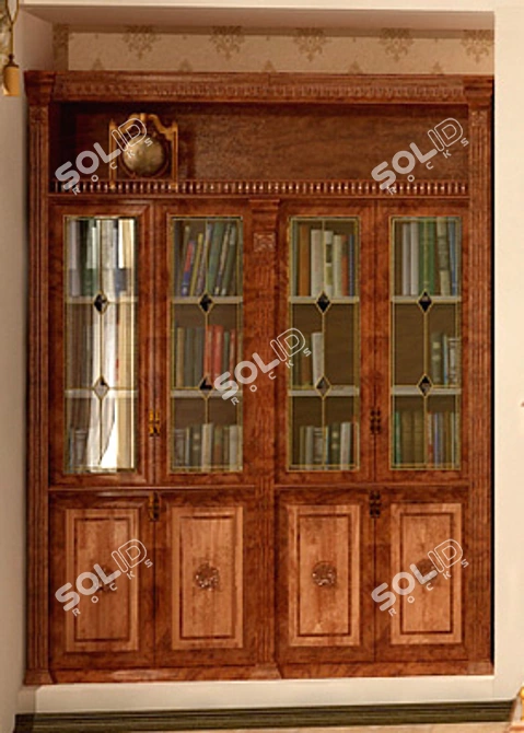 Classic Bookshelf with Globe 3D model image 1