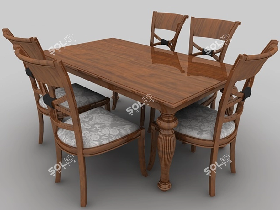 Elegant Dining Set: Table & Chair 3D model image 1