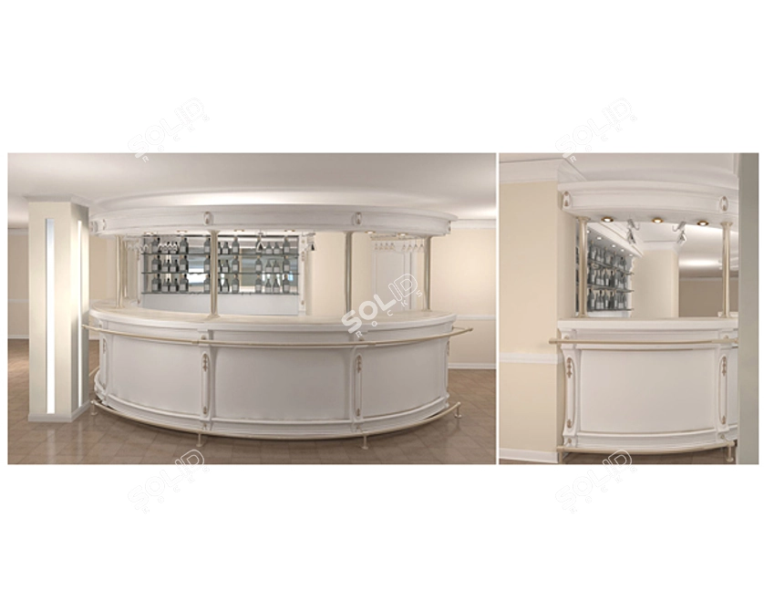 Classic Wall Bar with Glass Holder 3D model image 1