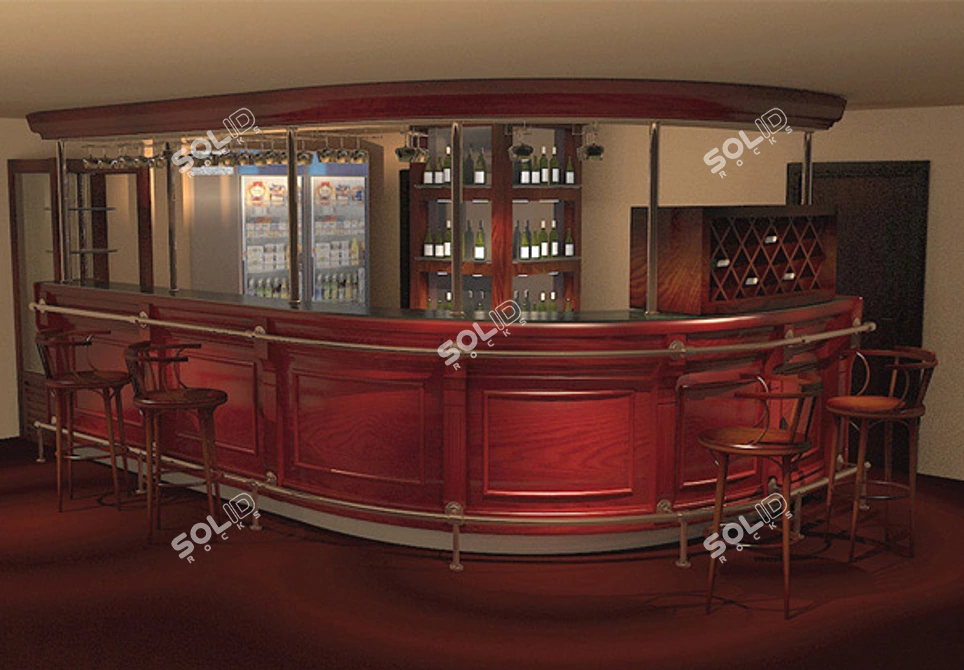 Versatile Bar & Wine Showcase 3D model image 1