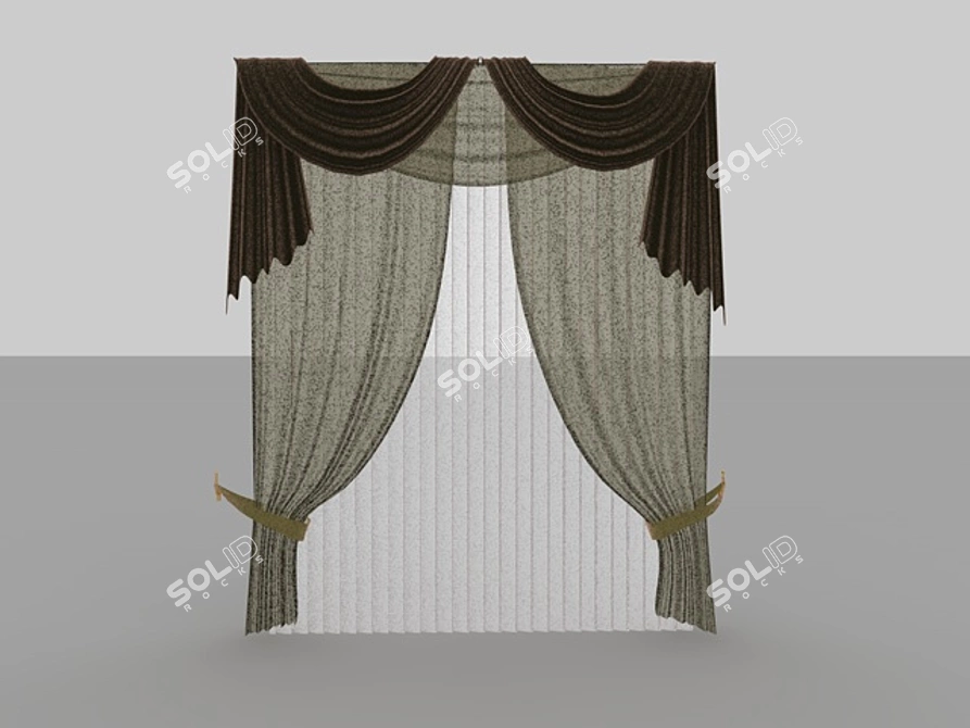 Simple Lines Curtains 3D model image 1