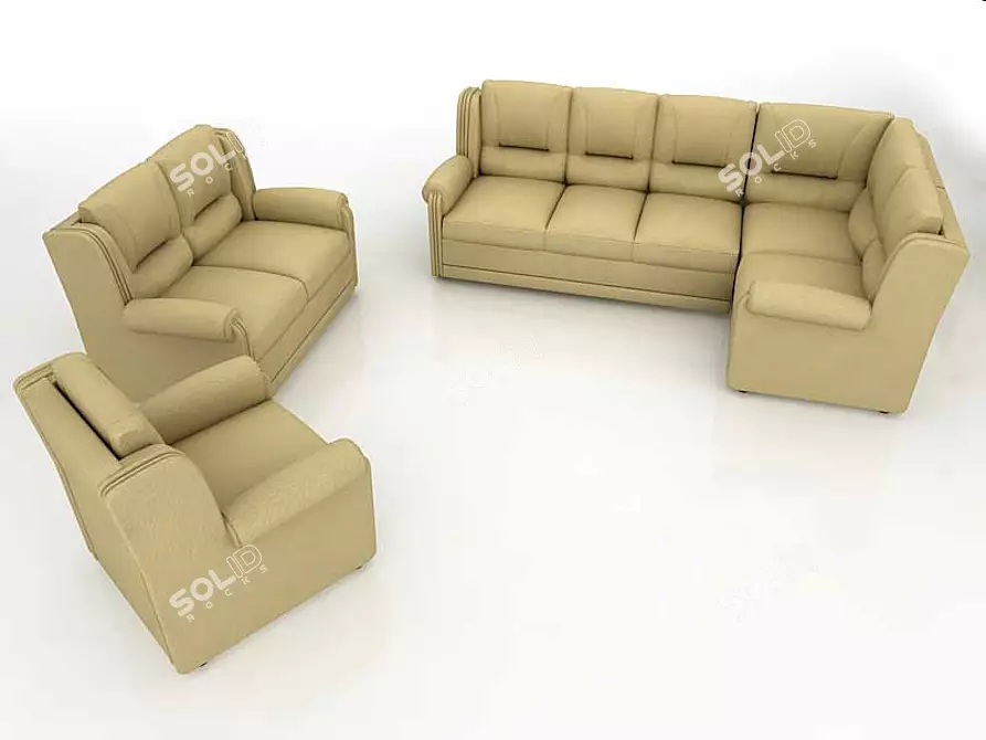 Classic Italian Sofa Set: Venezia 3D model image 1