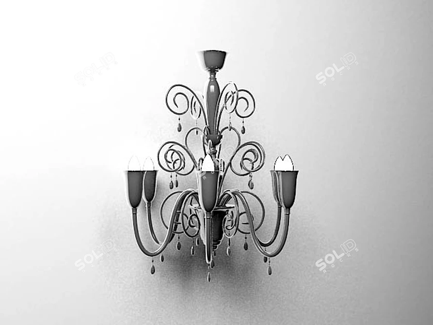 Elegant Glass Chandelier 3D model image 1