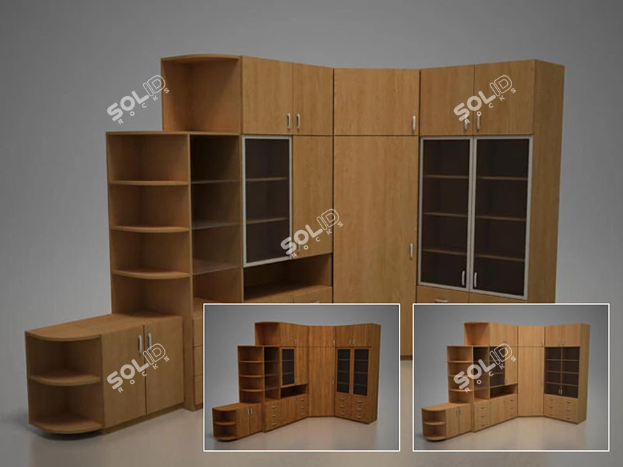 Space-Saving Corner Wardrobe 3D model image 1