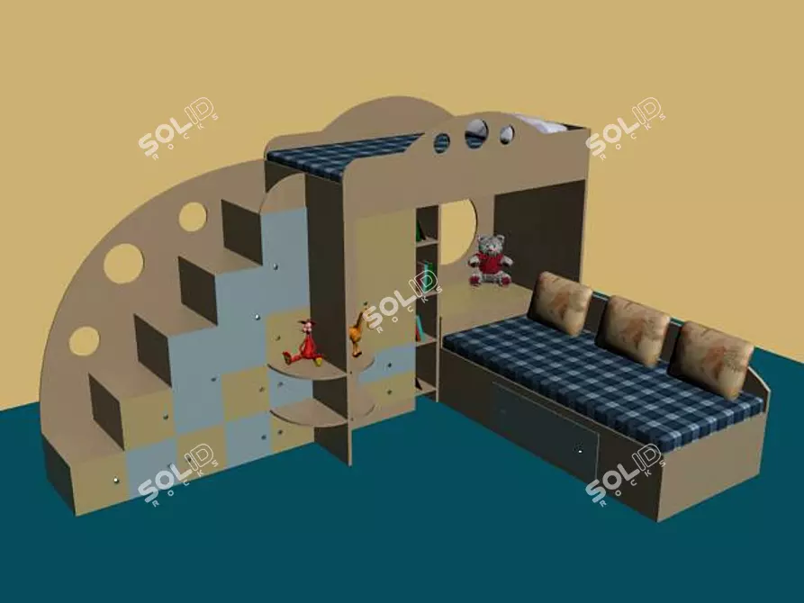 Custom-order Bunk Bed 3D model image 1