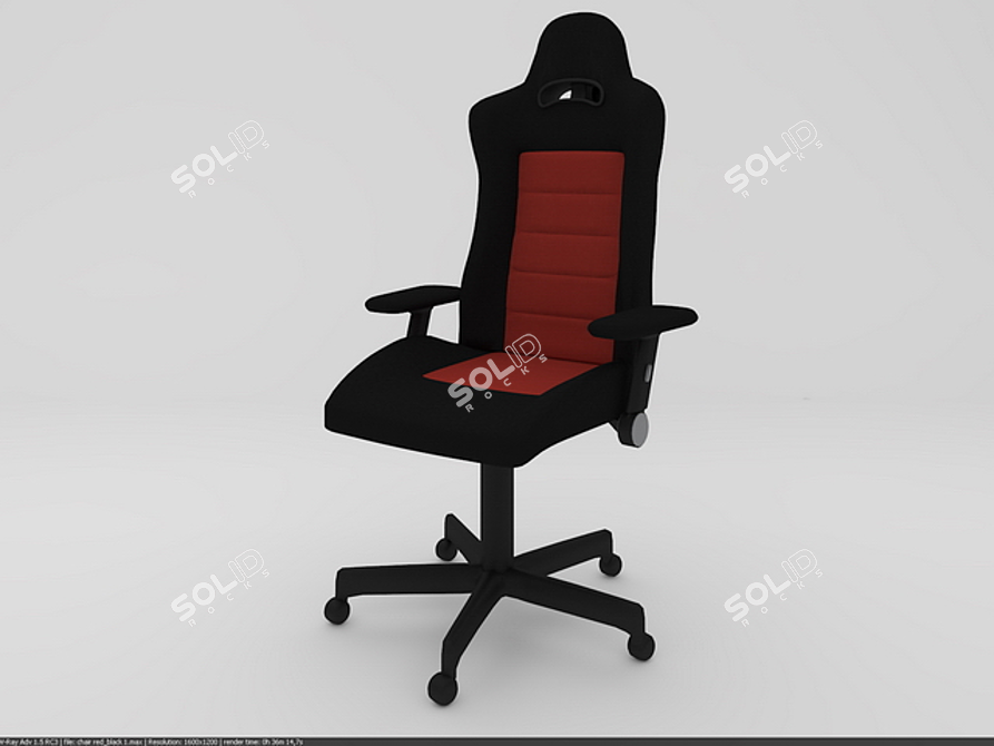 Title: Black-Red Armchair: Sleek and Stylish 3D model image 1