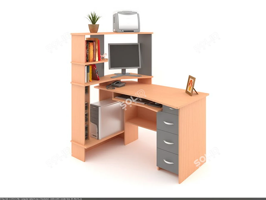 Modern Corner Computer Desk 3D model image 1