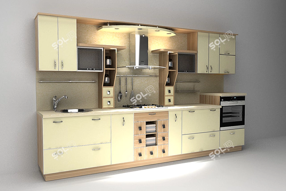 Sleek Illumination: Archive-Inspired Kitchen 3D model image 1