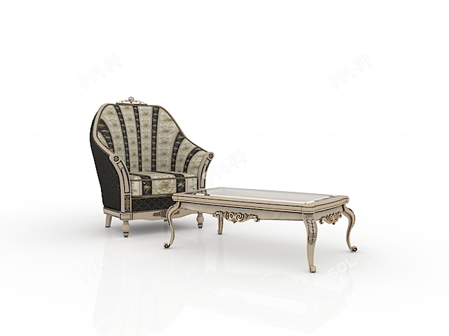 Elegant Desk and Chair Set 3D model image 1