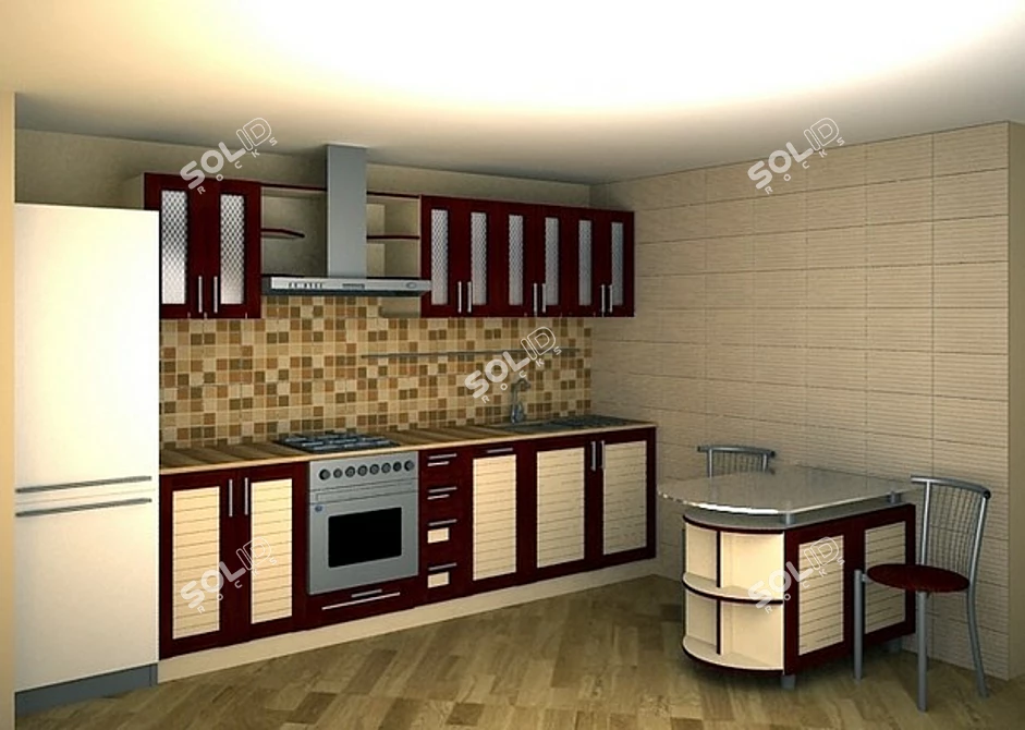 Sleek Fusion of Culinary Styles 3D model image 1