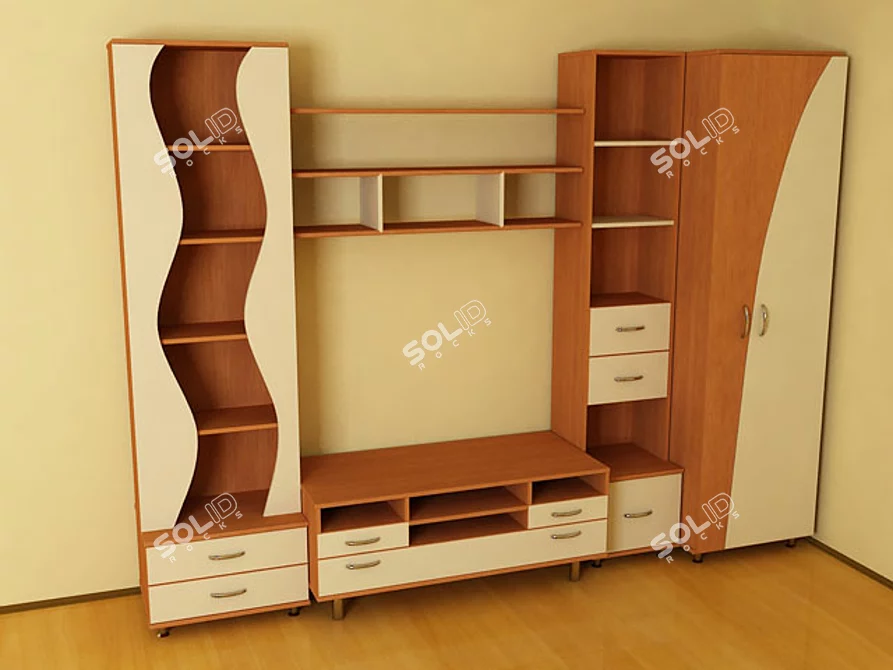 Modern Living Room Wall Unit 3D model image 1