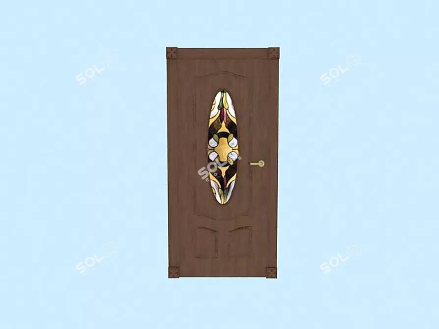 Classic Glass Door with Box 3D model image 1