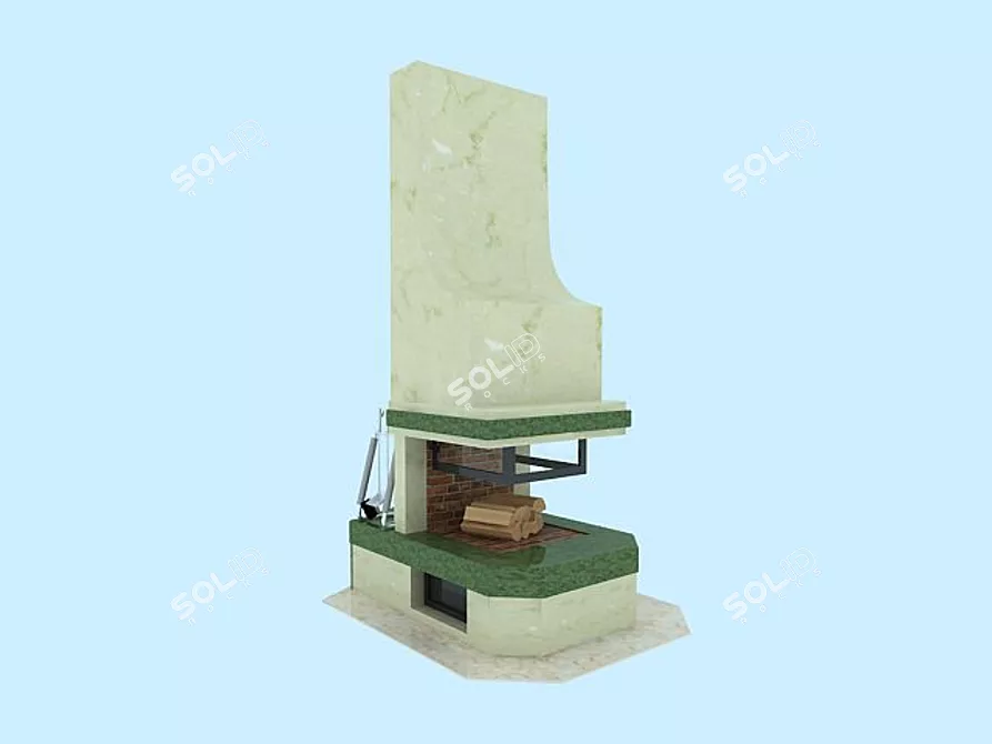 Modern Marble Fireplace 3D model image 1