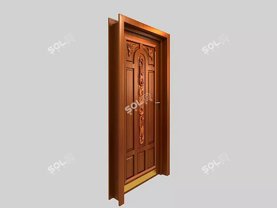 Elegant Carved Door 3D model image 1