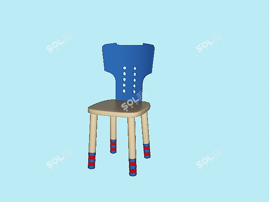 Customizable Wood Texture Chair 3D model image 1