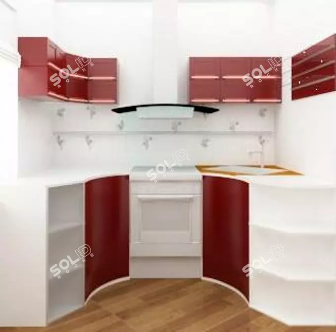 Compact Kitchen: Designed & Modeled in 3D 3D model image 1