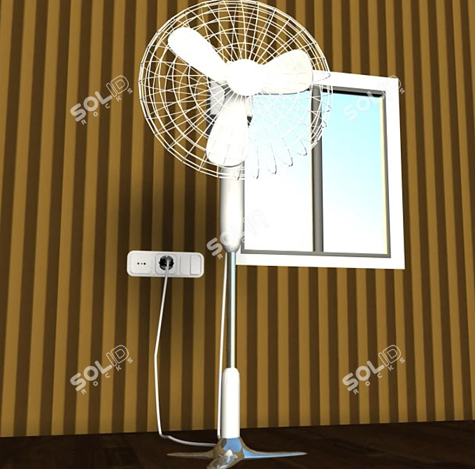 Rotating Blade Fan with Power Plug 3D model image 1