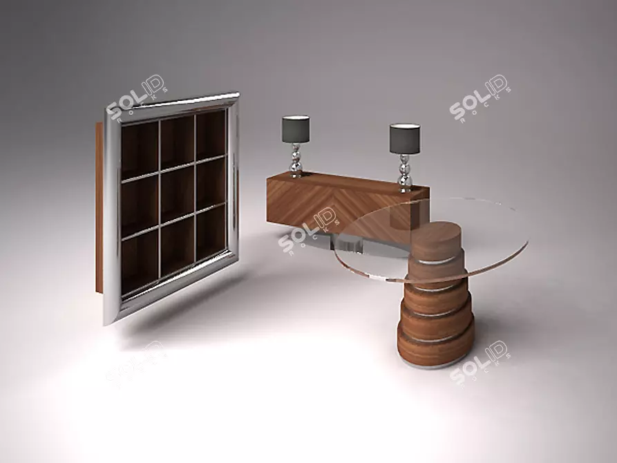 Italian Walnut Veneer Furniture 3D model image 1