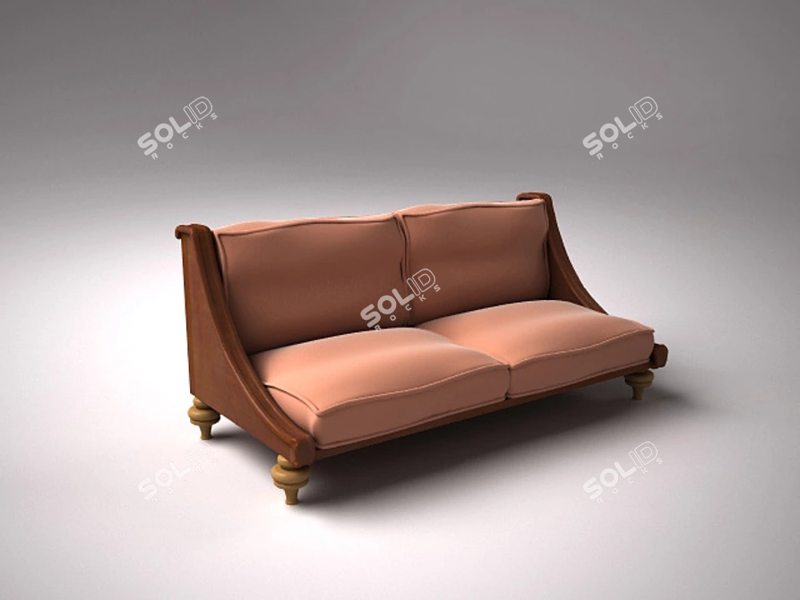 Eclectic Wood Cafe Sofa 3D model image 1