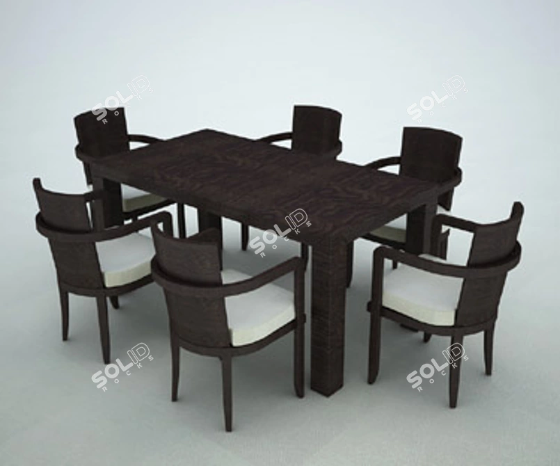 Cozy Dining Set: Table & Chairs 3D model image 1