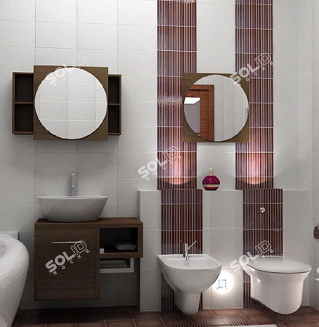 Modern Bathroom Furniture Set 3D model image 1