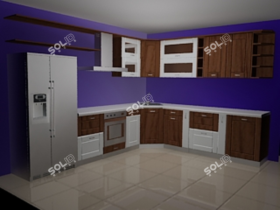 Modern Kitchen Set 3D model image 1