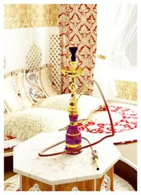 Handcrafted Glass Hookah 3D model image 1