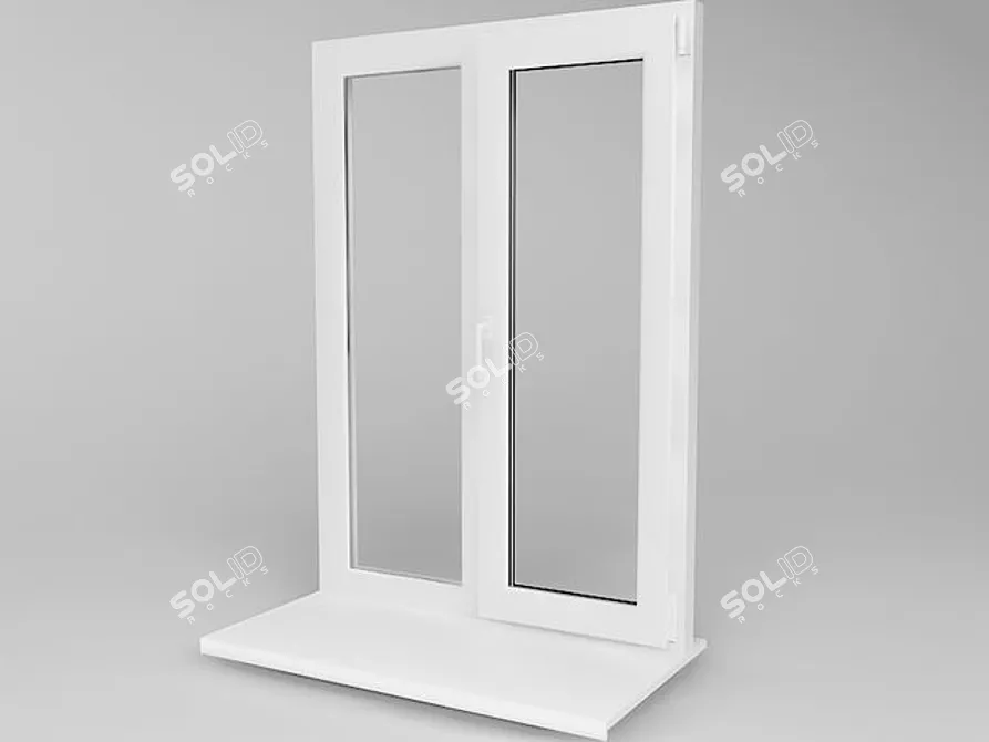 White Plastic Window 3D model image 1