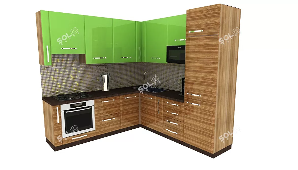 "Palermo Lacquer Kitchen Set 3D model image 1