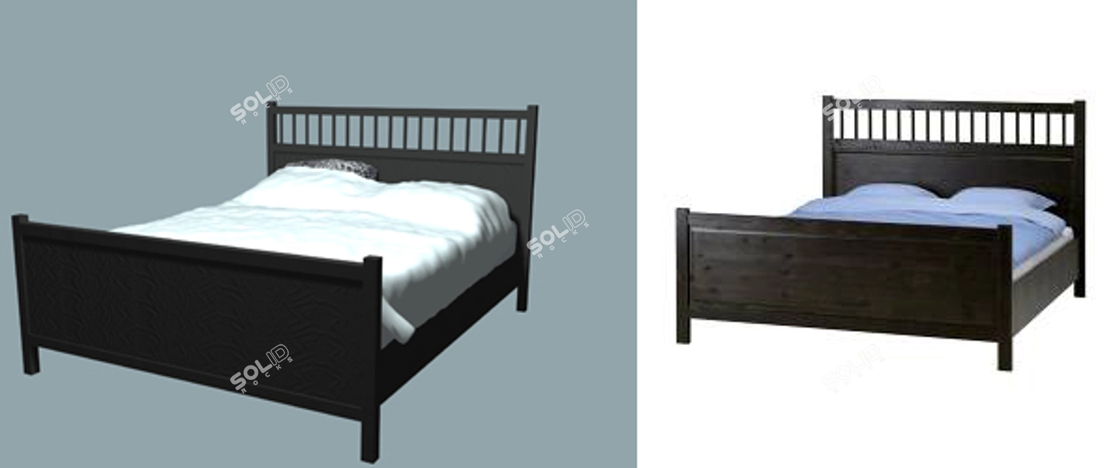 Ikea HEMN?S Black-Brown Bed 3D model image 1