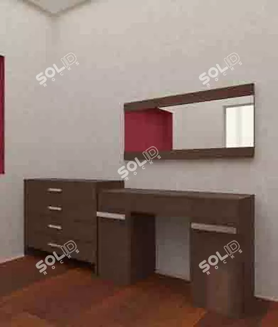 Elegant Kamod Dressing Table Set 3D model image 1