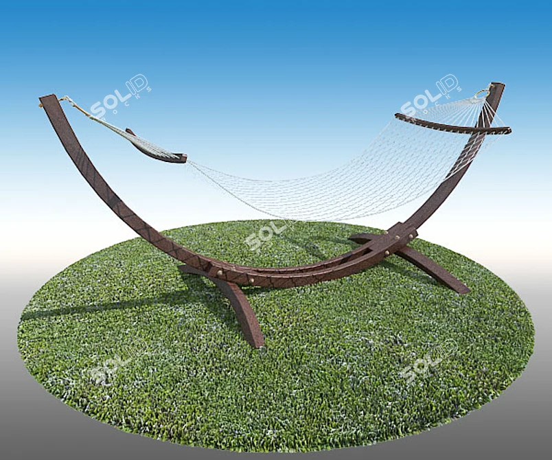 Outdoor Relaxation: Hammock with Sturdy Frame 3D model image 1