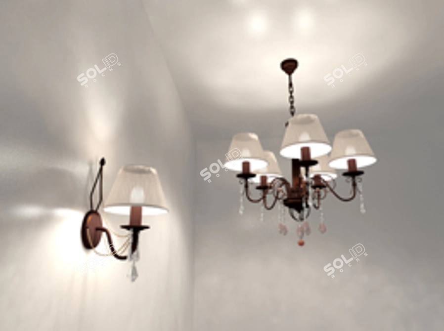 Elegant Grant Chandelier & Sconce 3D model image 1