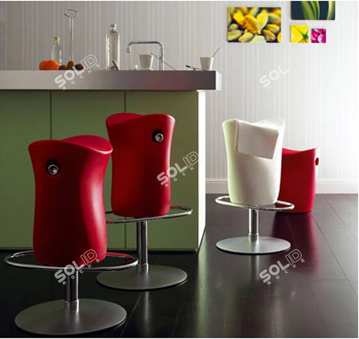 NOOR Bar Stool - Sleek Elegance 3D model image 1