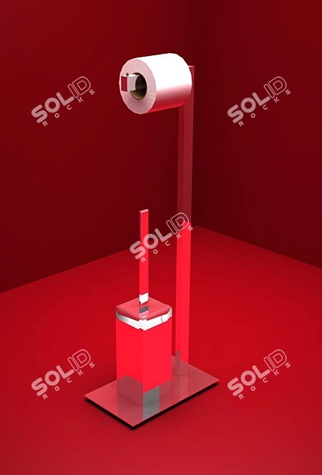 Italian Chrome Toilet Paper Holder - 25x68 3D model image 1