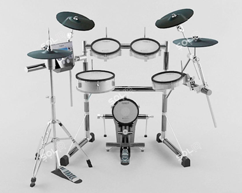 Profi Drum Set: High-Quality Percussion 3D model image 1
