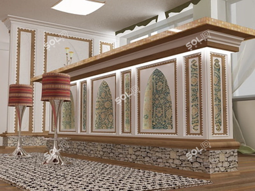 Arabic Style Bar Counter Set 3D model image 1