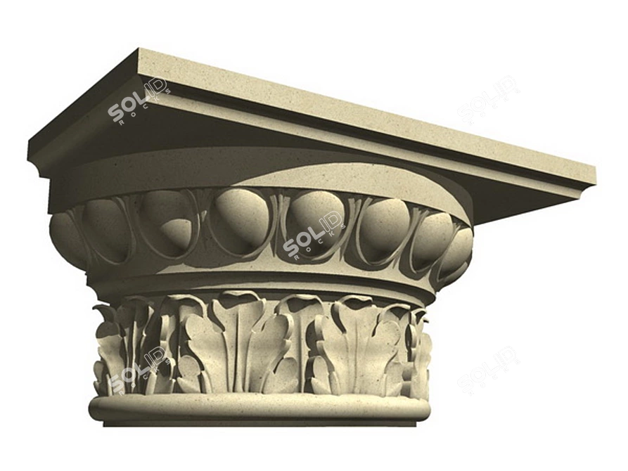 Tuscan Half-Column Capital 3D model image 1