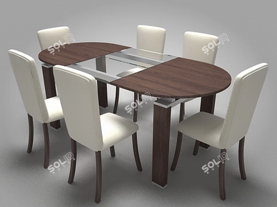 Modern Expandable Glass Table 3D model image 1