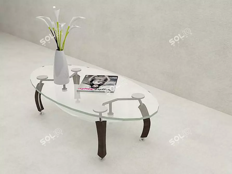 Elegant Oak Coffee Table 3D model image 1