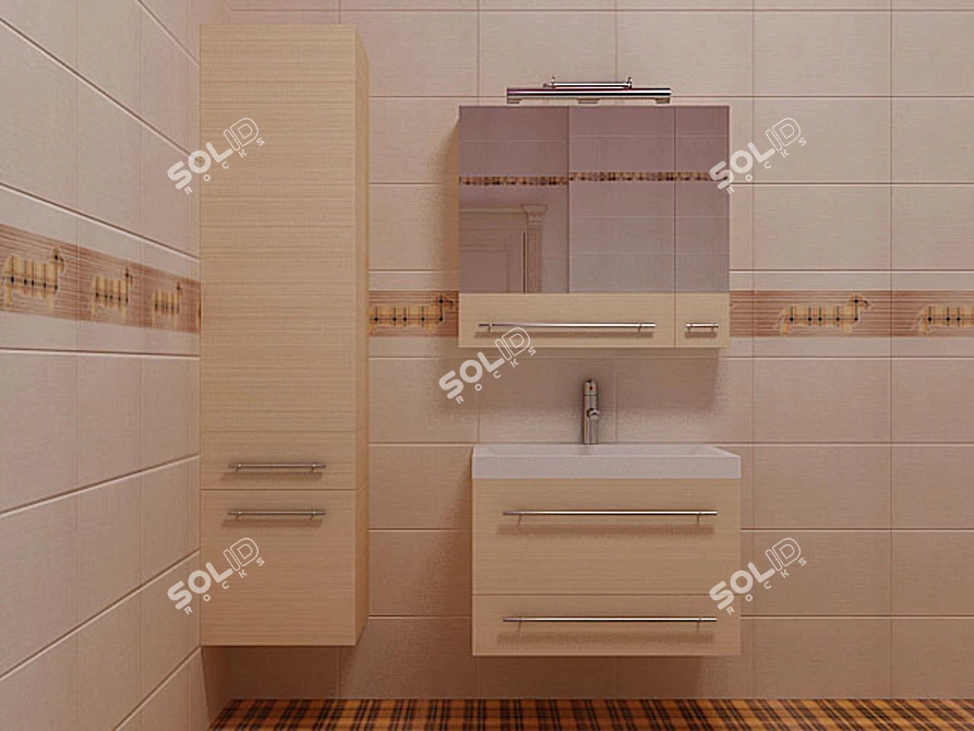 Stylish Bathroom Furniture Set 3D model image 1