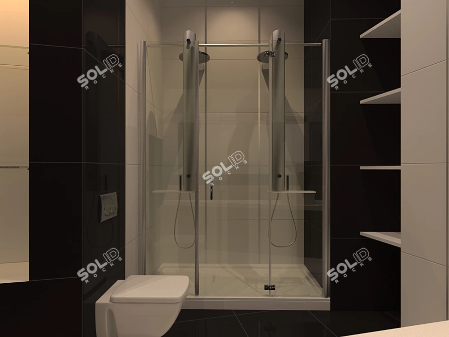 Luxury Double Jacuzzi Shower – Procedural Materials, Glass Aluminum Acrylic 3D model image 1