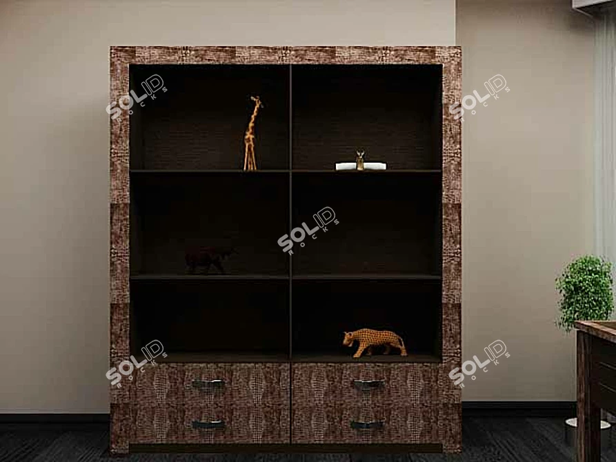 Compact Storage Solution: 4-Door Wardrobe 3D model image 1