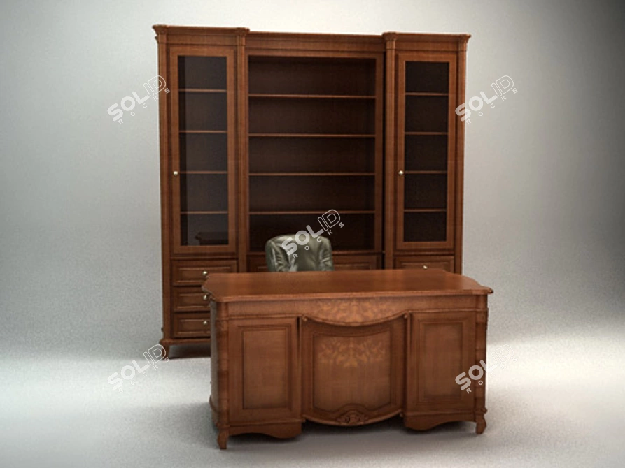 Title: Classic Desk Filing Cabinet 3D model image 1