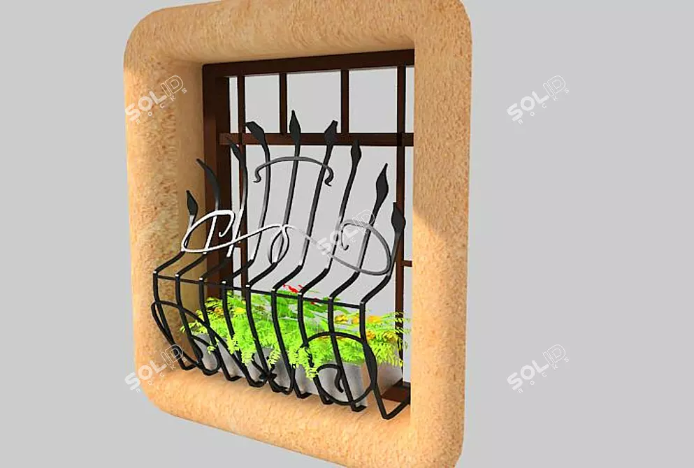 forged grille at the window 3D model image 1